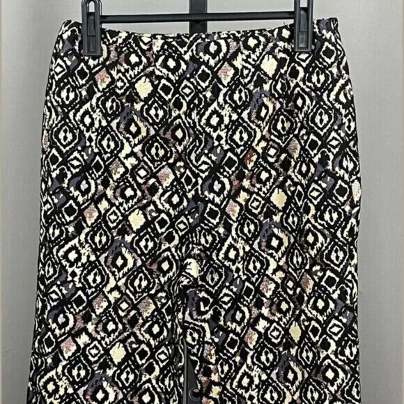NEW Free People Pants Womens 0 black pink tan flare crop boho geo - Picture 2 of 10